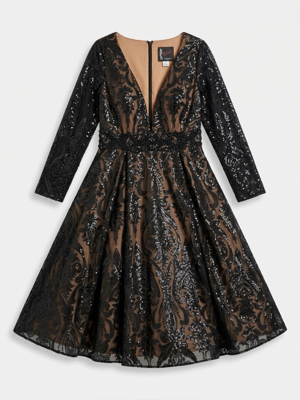 Mac Duggal Black Label with Pink Logo on Bronze Lining